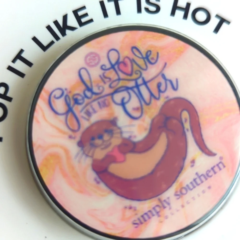 Set of 2 New Universal Phone Holders Pop Up Simply Southern Hippo & Otter quotes